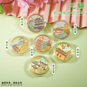 Wuxi City Landmark Commemorative Coin Tourism Cultural and Creative Gifts Nan Chang Street Nianhua Bay Metal Commemorative Medal Ready Stock Wholesale
