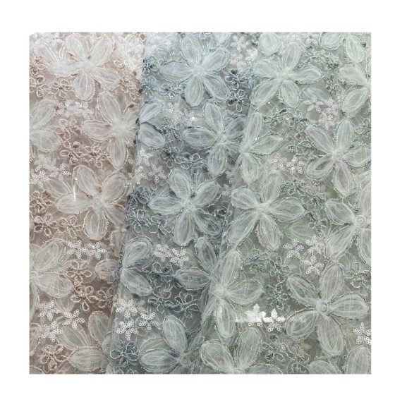 New multi-color embroidery three-in-one plate with embroidery fabric mesh embroidery small starfish multi-color sequined embroidery cloth