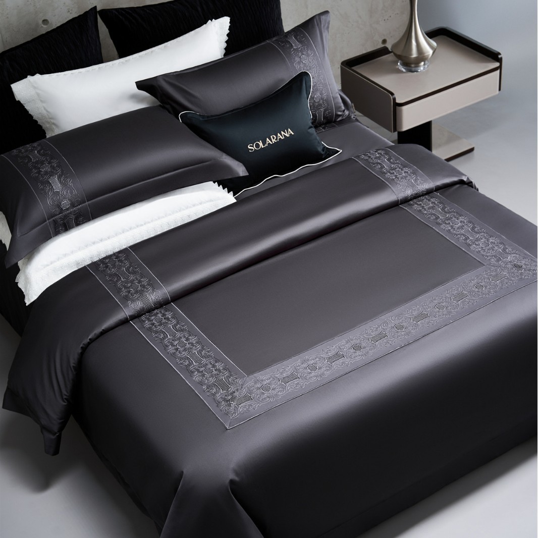 Italian High-End Island Cotton Embroidered Bedding, High-End Pure Cotton Long-Staple Cotton Four-Piece Set, Brussels Home Textiles