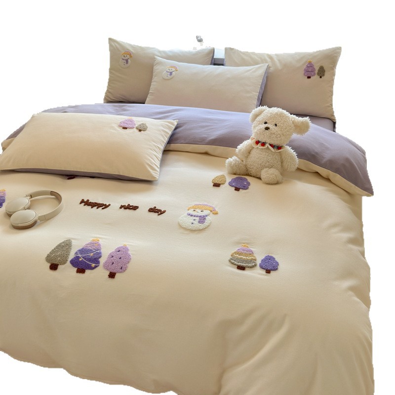 Categoría A otoño y invierno engrosado algodón molido cama de cuatro piezas 100 algodón puro niños dibujos animados colchón set de tres piezas
