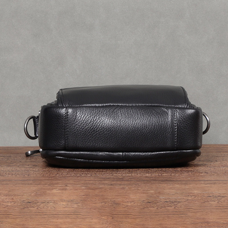 Túi đeo chéo nam da bò thật cổ điển nhiều ngăn dung tích lớn 29×11×17 cm — Màu đen chi tiết 3