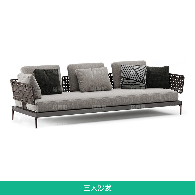 Conjunto de sofás de ratán para terraza, patio, jardín, solárium, silla de ratán para balcón, sofá de aleación de aluminio. image 17
