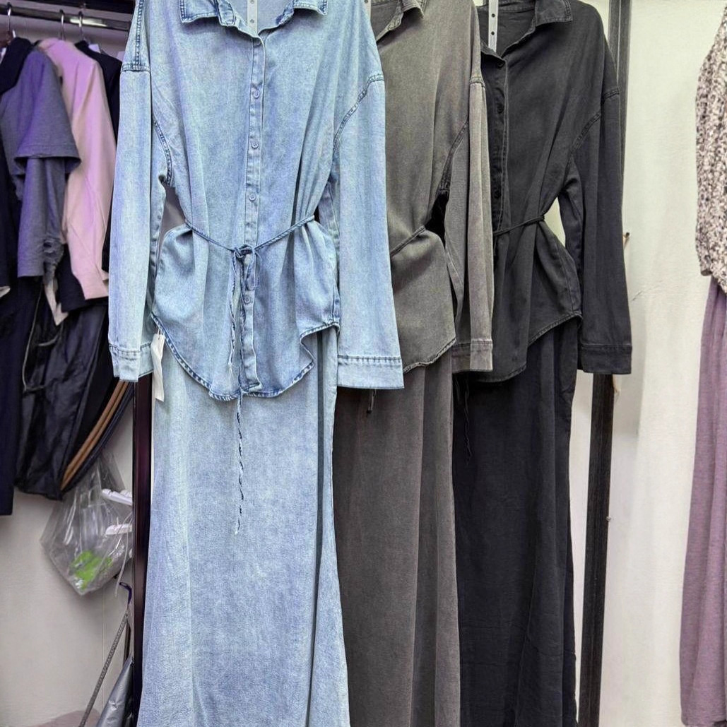 Women's Slim Fit Elegant Sports Bodycon Skirt Cardigan Jacket Denim Autumn Clothing European American Middle Eastern Style_ecoleips.com