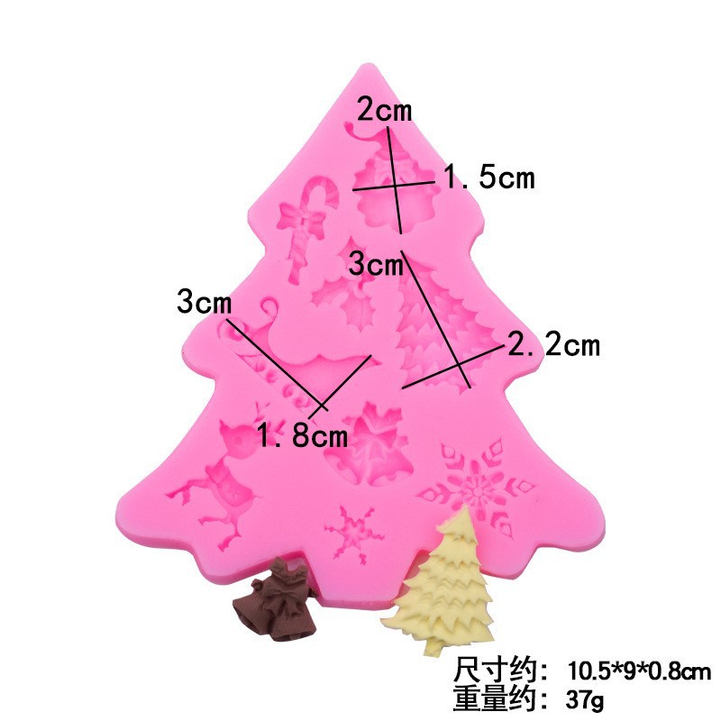Navidad serie árbol de Navidad Santa Claus modelado molde de silicona fondant cake decoración bricolaje creativo molde para hornear