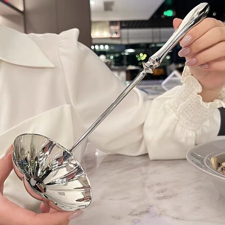 304不锈钢加厚葫芦柄汤勺高档酒店公用勺服务勺餐厅盛汤盛粥勺子
