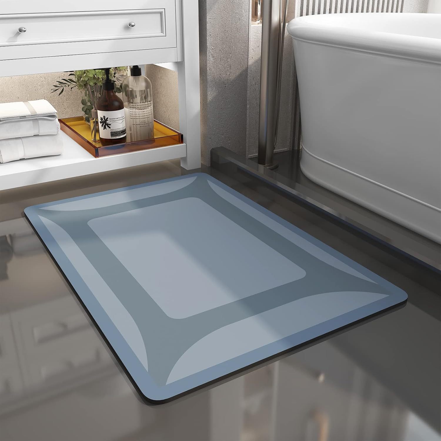 Minimalist Geometric Diatomite Bath Mat For Shower And Bathtub_voghion.com