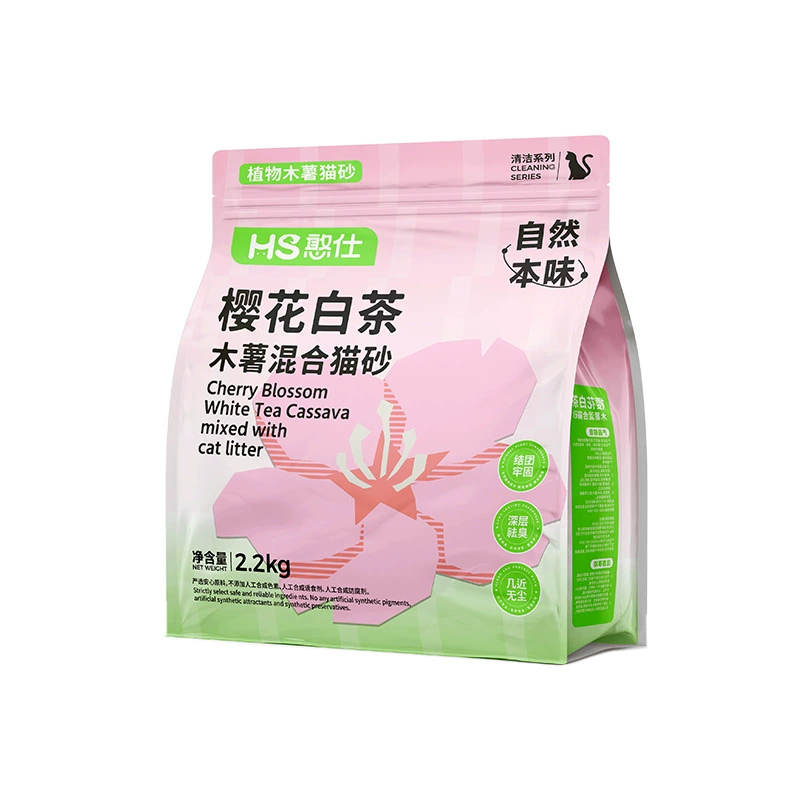 憨仕 Sakura White Tea Wood нужно смешивать с кошачьим наполнителем для дезодорации, почти без пыли, не прилипает ко дну, растительный кошачий наполнитель с ароматом