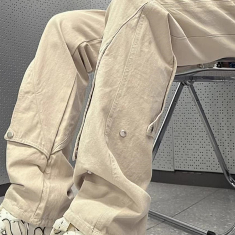 High Street Lumberjack Cargo Pants Men's Trendy Brand Handsome Men's Casual Pants Autumn Large Size Straight Loose Wide Leg Pants High Street Lumberjack Cargo Pants Men's Trendy Brand Handsome Men's Casual Pants Autumn Large Size Straight Loose Wide Leg Pants