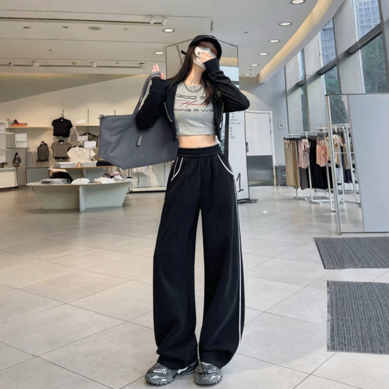 American-Style Drawstring Wide-Leg Sweatpants for Women 2026 New High-Waisted Straight Loose Slimming Wide-Leg Pants Versatile Casual Pants American-Style Drawstring Wide-Leg Sweatpants for Women 2026 New High-Waisted Straight Loose Slimming Wide-Leg Pants Versatile Casual Pants