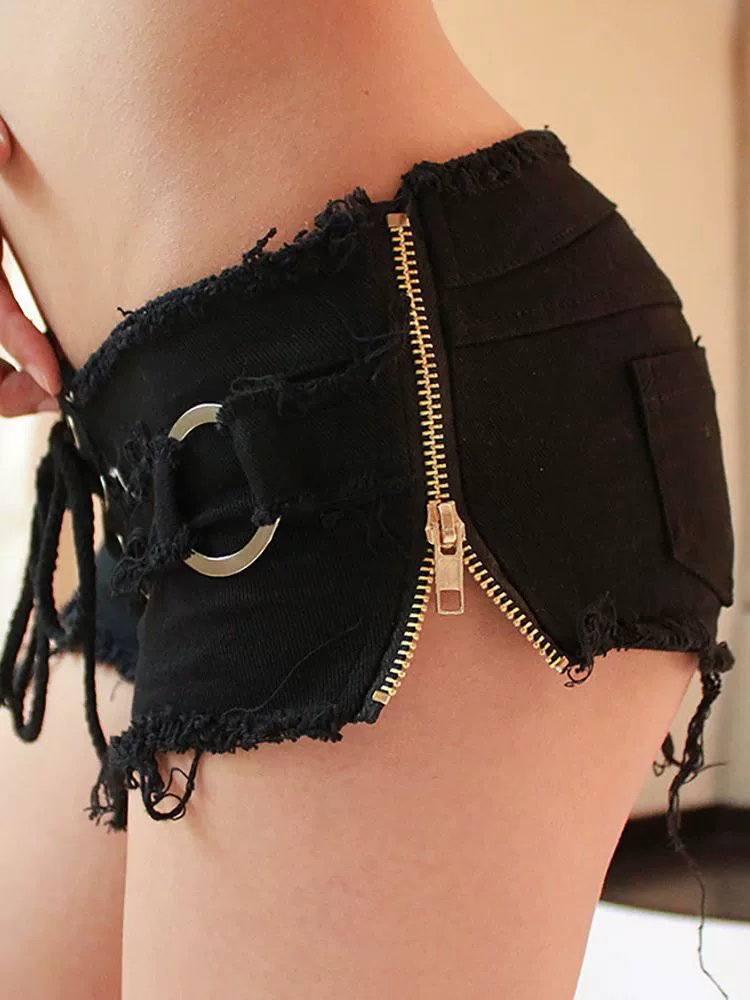 Берм: Denim Shorts (Women) European Style, Low-Rise Frayed Hem, Sizes XS–XL