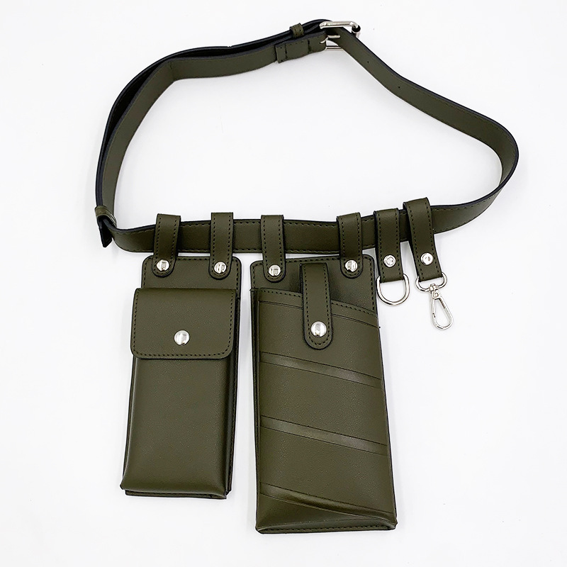 Style Two-piece Belt Waist Bag For Women European And American Fashion PUMobile Phone Bag Hip-hop Crossbody Motorcycle Bag