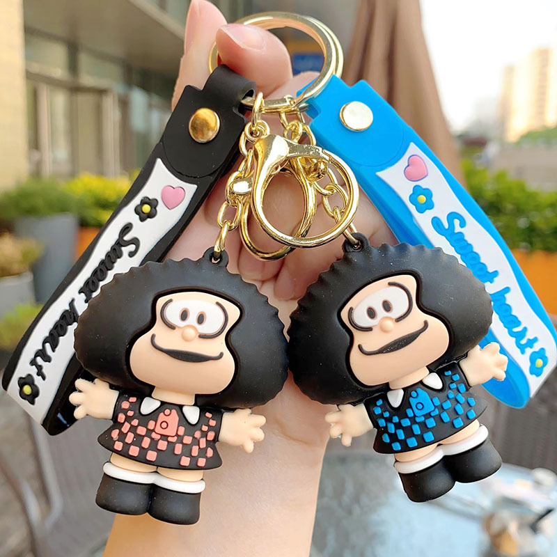 Cabeza de setas dibujos animados lindo mascota llavero exquisita muñeca colgante pareja mochila adornos pequeño regalo