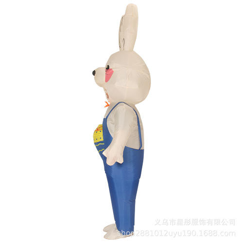 跨境复活节兔子充气服装露脸彩蛋背带兔表演服万圣节卡通人偶服厂