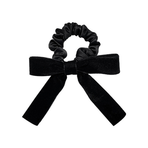 Black velvet bow simple temperament tied hair for women's hair ring new autumn and winter high-end hair rope