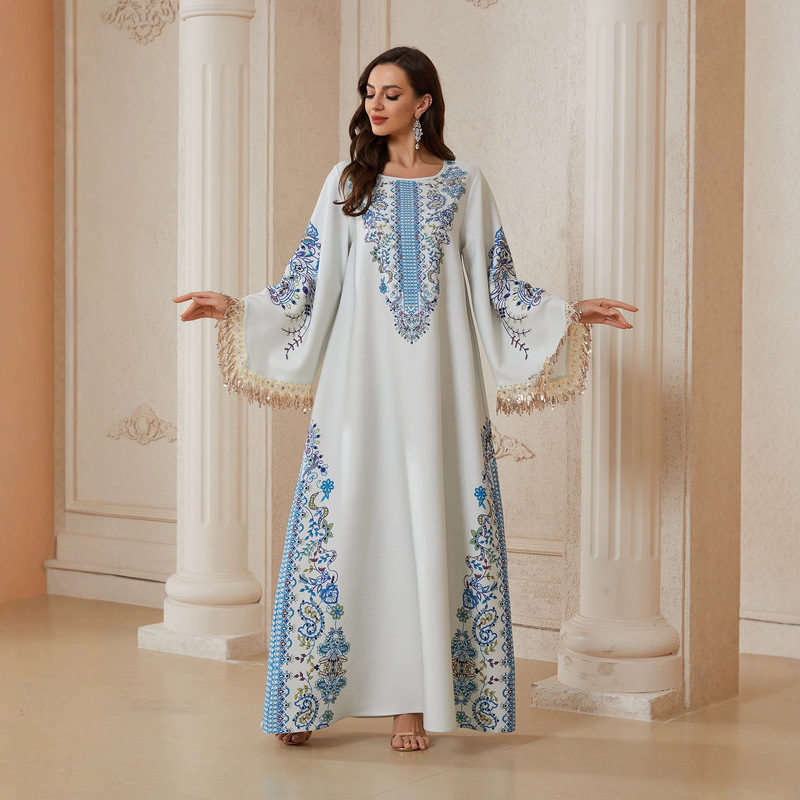 SW2612 European and American cross-border women's long-sleeved elegant robe dress, in stock