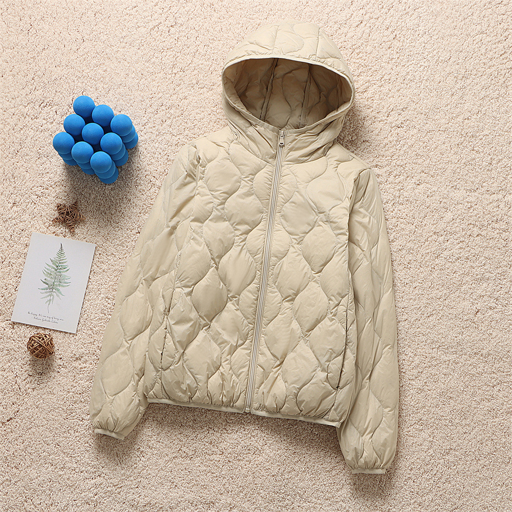 2025 otoño y invierno chaqueta corta encapuchada ligera de plumón mujer casual versátil vestido pequeño chaqueta delgada de moda