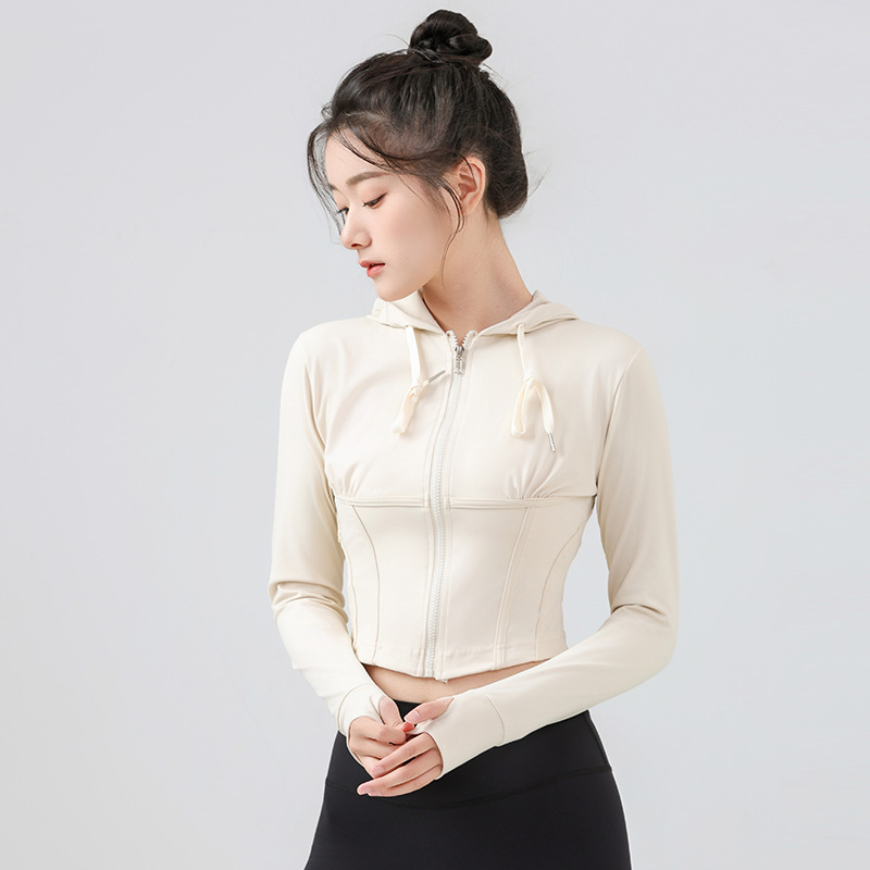 Quick dry short yoga clothing with zipper