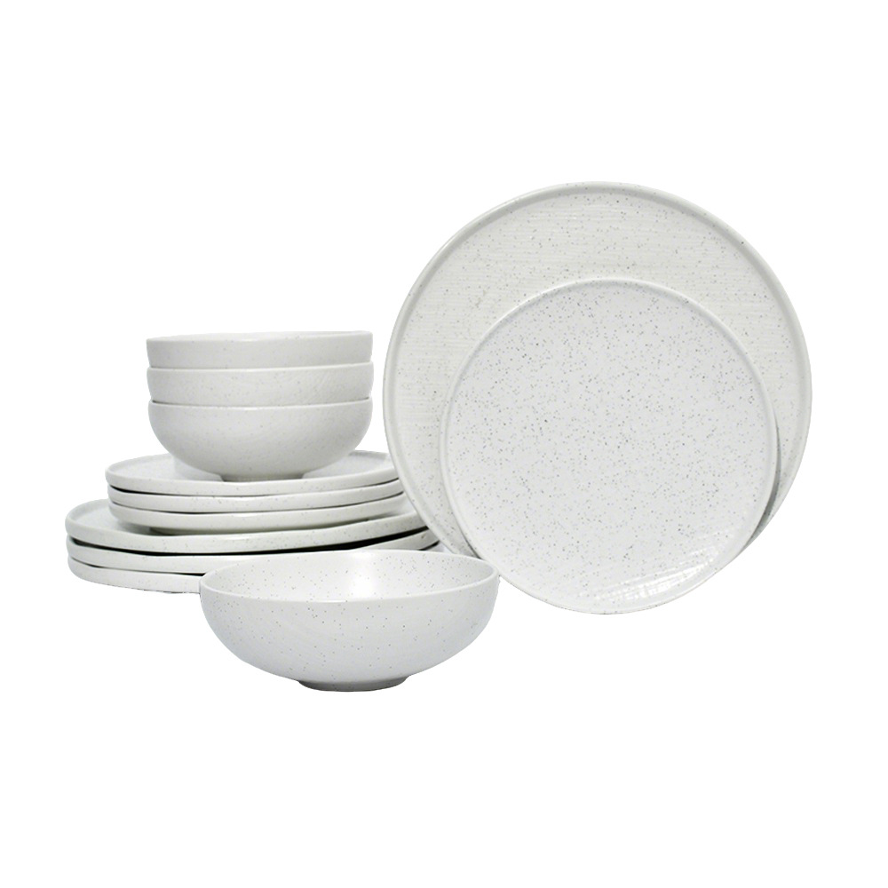 Conjunto de cubiertos de cerámica blanca de 12 piezas para cubiertos domésticos diarios image 5