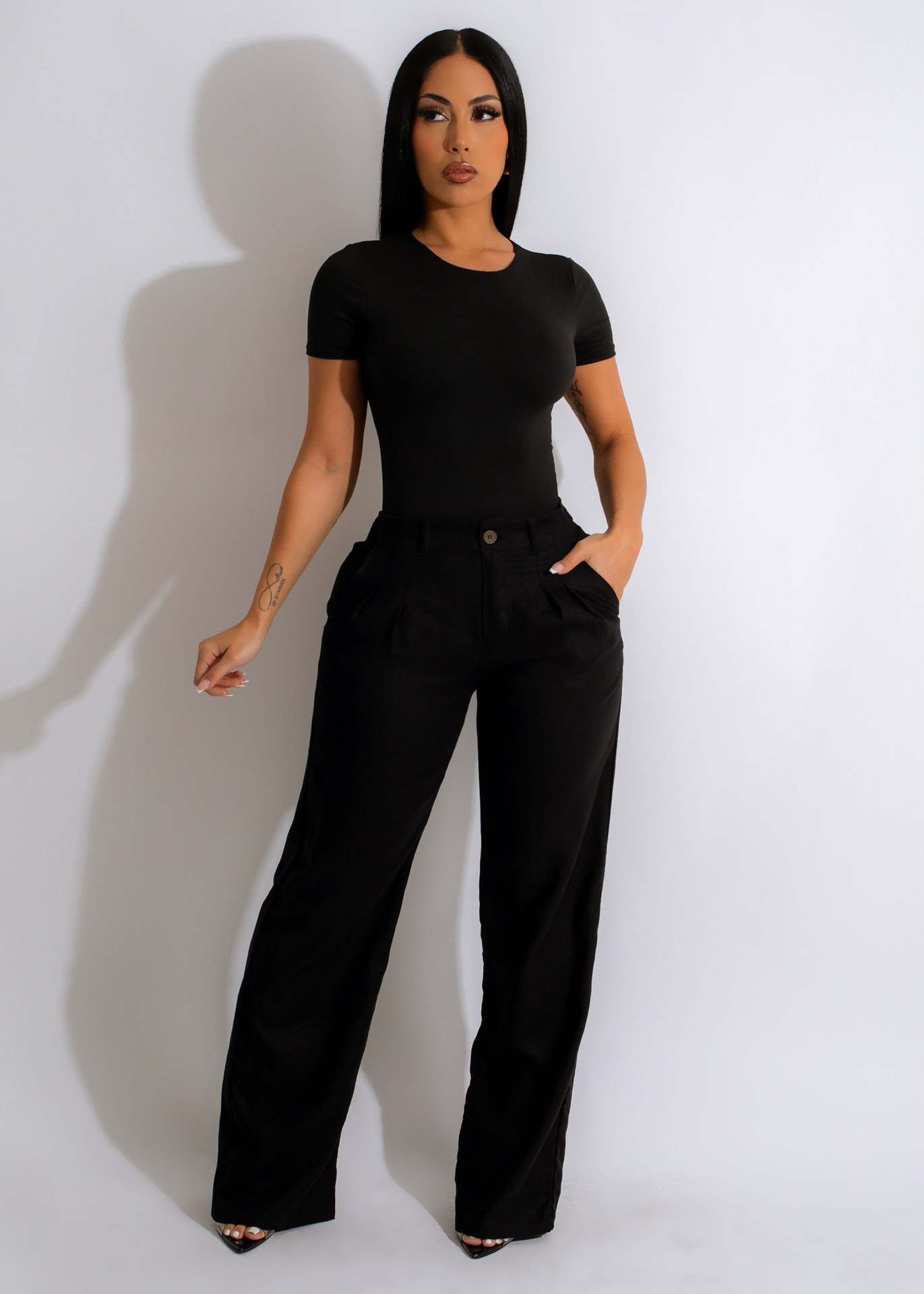Casual Pants Pants Type Inelastic Elasticity Daily Occasion Comfort Function Women's Daily Formal Solid Color Full Length Patchwork Casual Pants