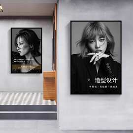 理发店装饰画高档发廊背景墙专用发型海报挂画艺术创意美发店壁画