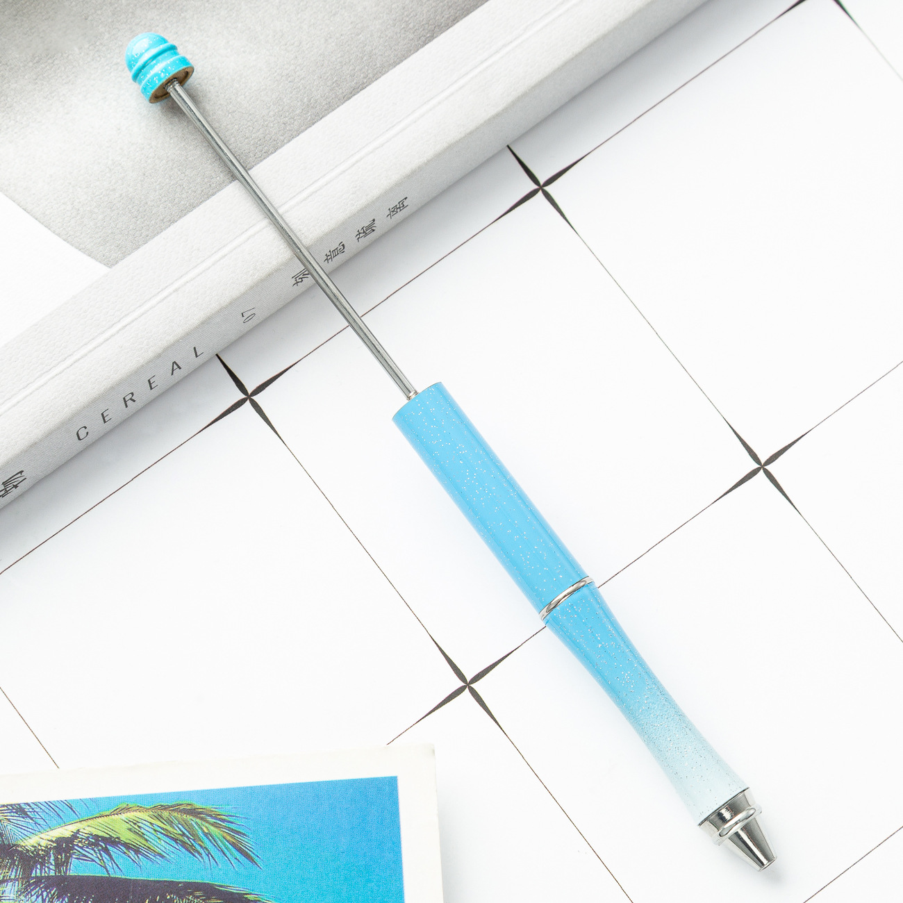 Pluma de cuentas de metal en stock al por mayor creativo con cuentas bolígrafo DIY bolígrafo personalidad metal DIY pluma con cuentas