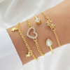 Retro bracelet heart-shaped, set, light luxury style, wholesale