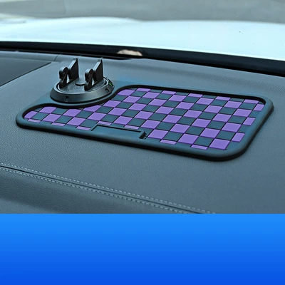 mobile phone silicone fixing pad — Anti-slip mat - black-and-purple-with-stand