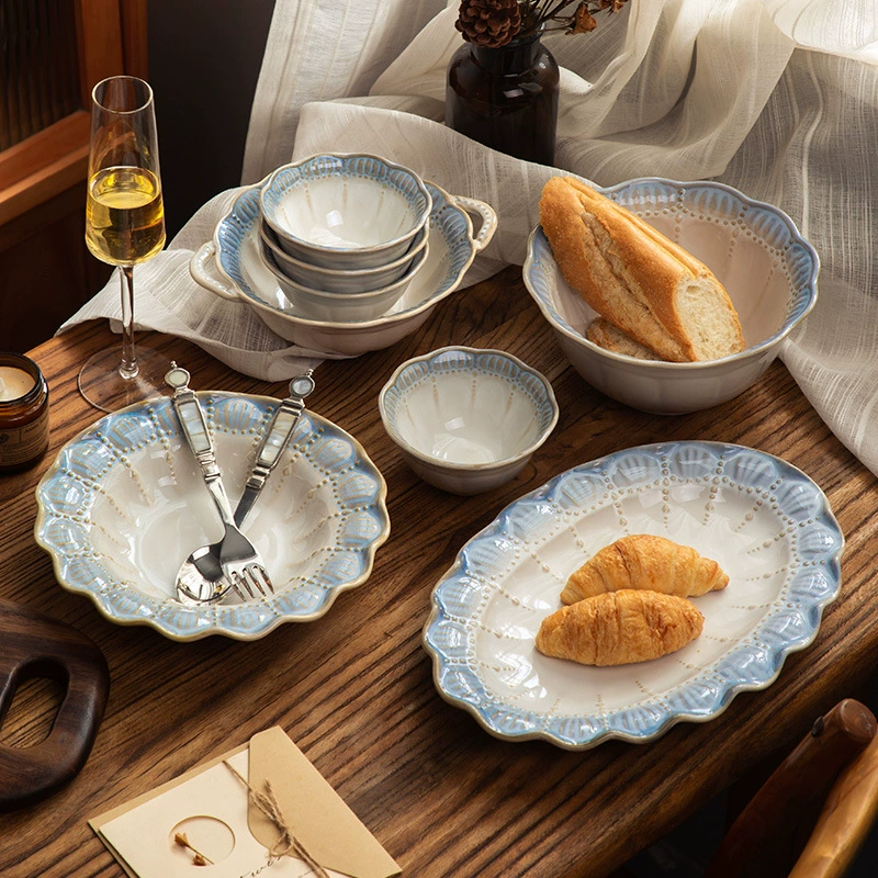 Ceramic set, gift box, tableware, retro soup bowl, light luxury style