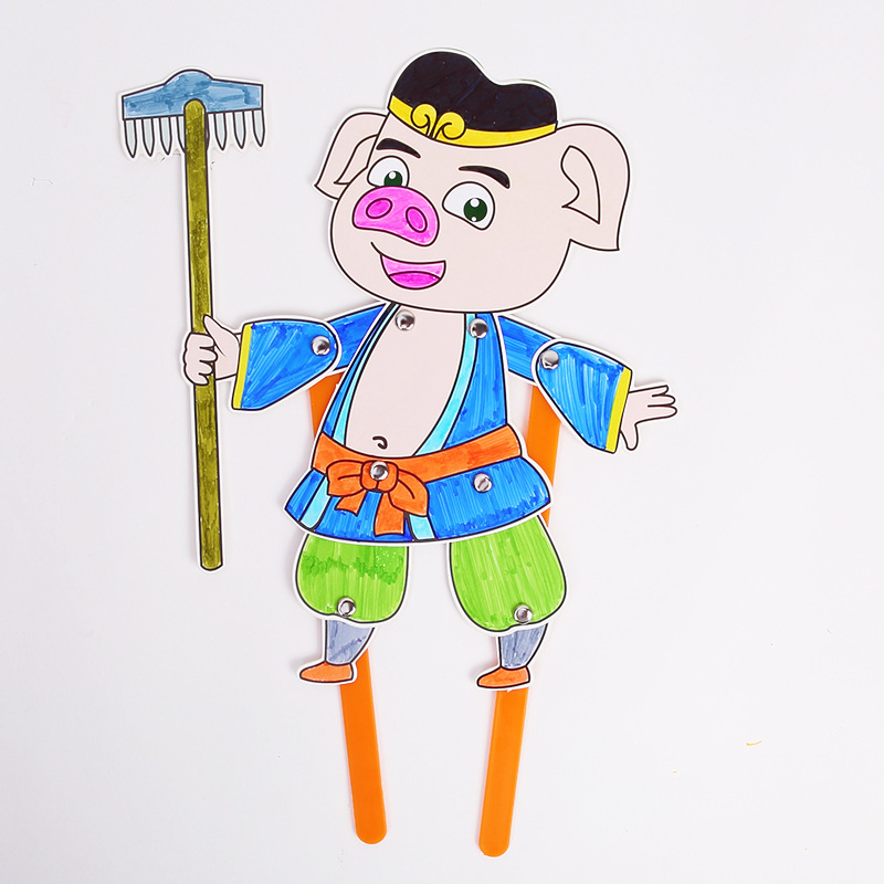 Juego de sombras Diy hecho a mano Viaje al oeste Personajes Puzzle para niños Paquete de material de pintura Jardín de infantes Juguetes de ensamblaje creativo