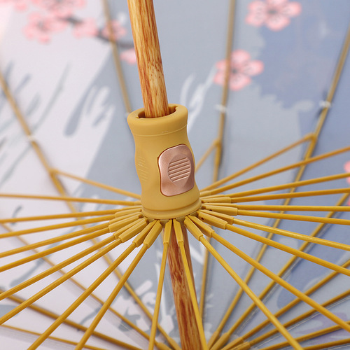 Retro imitation oil-paper parasol for women, ultra-light, rain-proof and rust-proof bamboo sun umbrella, 24-bone long handle, rain or shine umbrella