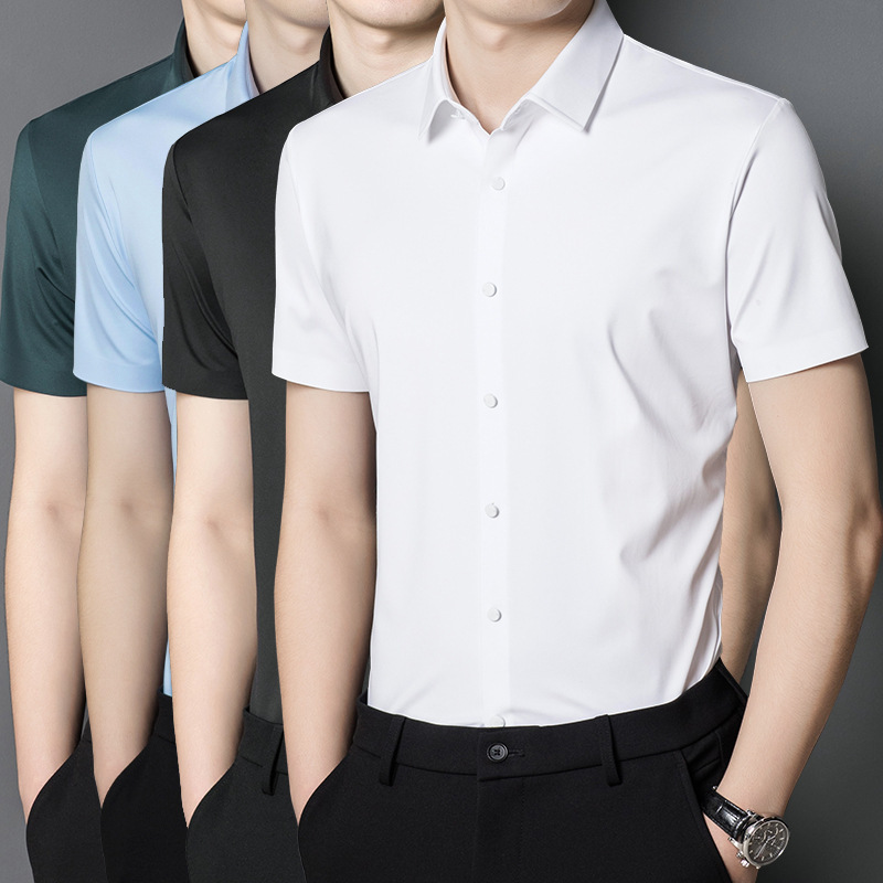 Counter Mulberry Silk Shirt Men's Summer Anti-wrinkle Non-ironing Ice Silk Men's Top Anti-wrinkle Non-ironing Non-marking Men's Shirt