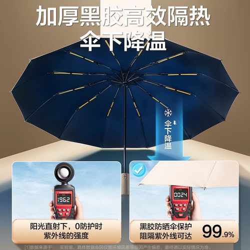 Automatic Rain Umbrella Men's Reinforced Dual-Surpose Three-Fold Umbrella Women's Sun Protection Sunshade Foldable Sunglasses Advertizing Umbrella