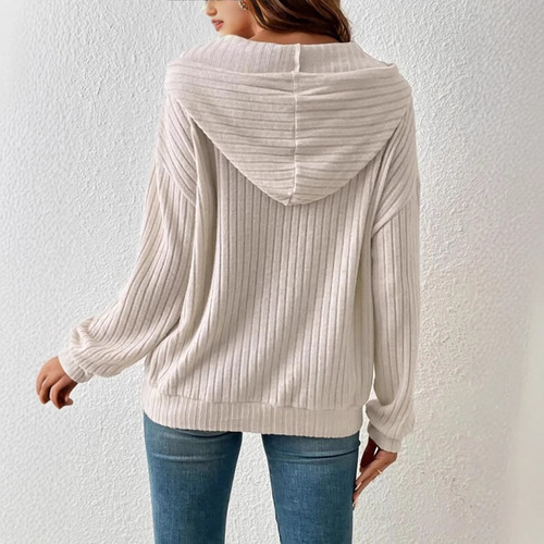 2025 European and American Amazon Autumn/Winter Knitted Hooded Zipper Kangaroo Pocket Long-Sleeve Sweatshirt