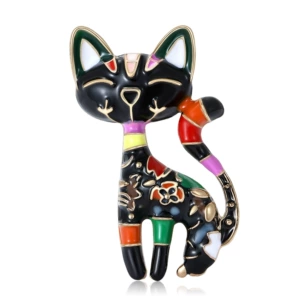 European and American style alloy oil drop color cute cat brooch pin cartoon personality kitten corsage spot supply