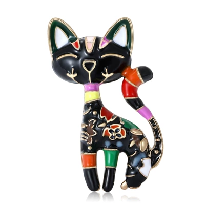 European and American style alloy oil drop color cute cat brooch pin cartoon personality kitten corsage spot supply