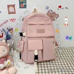 2021 New Trendy Korean Version Large Capacity Junior High School Student School Bag Lightweight Simple Travel Bag Canvas Backpack