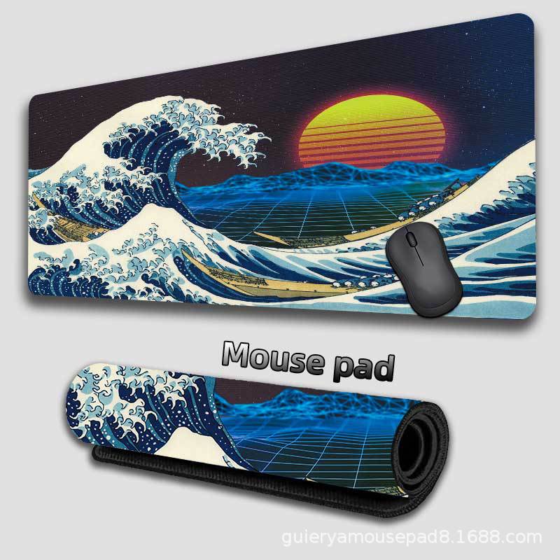 Kanagawa Waves Japanese Wind Alfombrilla de ratón súper grande transfronteriza Alfombrilla de escritorio de oficina personalizada Alfombrilla de ratón para teclado Mousepad