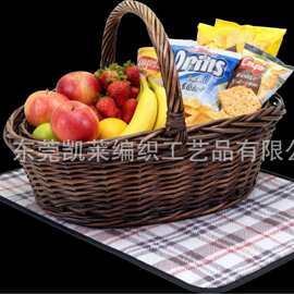 手工柳编手提田园风花篮节日伴手礼厂家批发收纳插花复古编织篮子