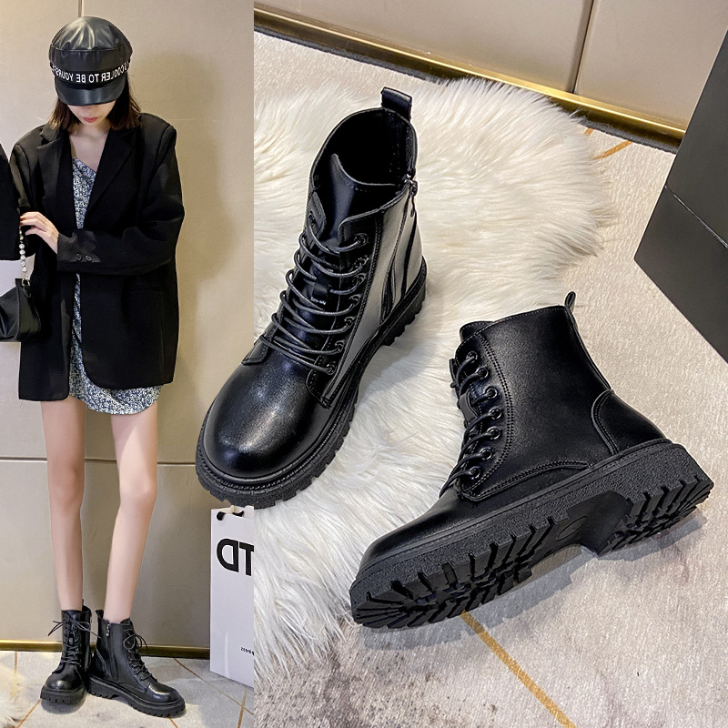 Women's Martin British Style 2025 New Thin Student Korean Version Internet Celebrity Autumn Leather Ankle Boots Trendy_vogvips.com