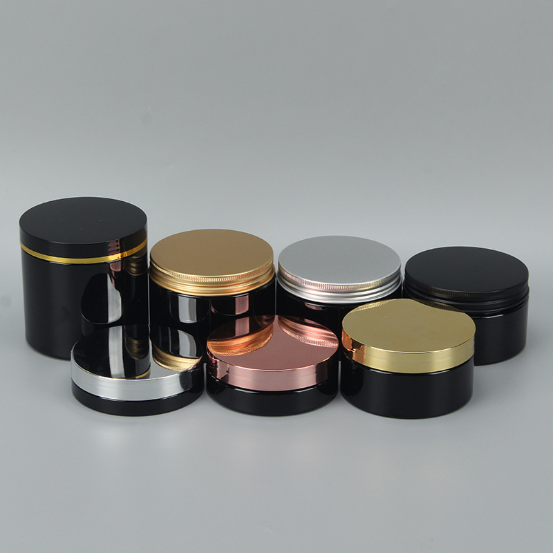 89牙黑色广口瓶500mlpet塑料瓶塑料罐大口径膏霜瓶食品包装密封罐