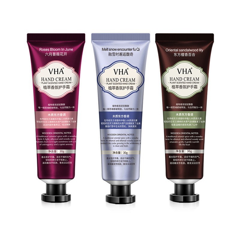 VHA crema de manos de fragancia vegetal hidratante anti-agrietamiento crema de manos para el cuidado de la piel otoño y invierno pequeña rama de alto valor al por mayor