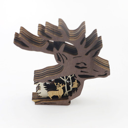 2023 New Forest Animal Wooden Crafts Decoration Creative Home Decoration Wooden Christmas Deer Ornament