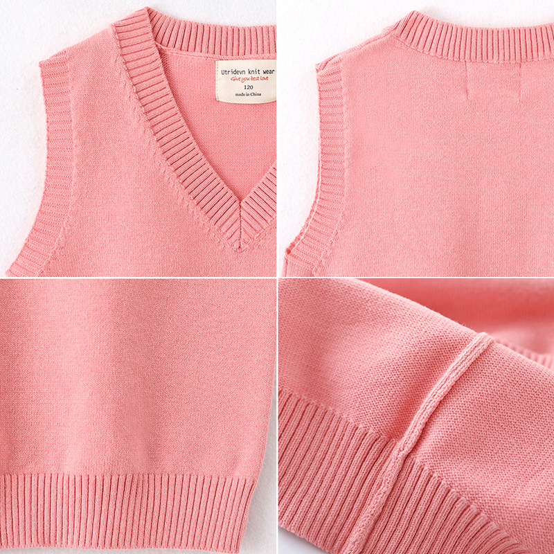 Elija el tamaño al por mayor de primavera y otoño ropa para niños chaleco de lana suéter medio y grande niños estudiante uniforme escolar niña de las flores chaleco de punto