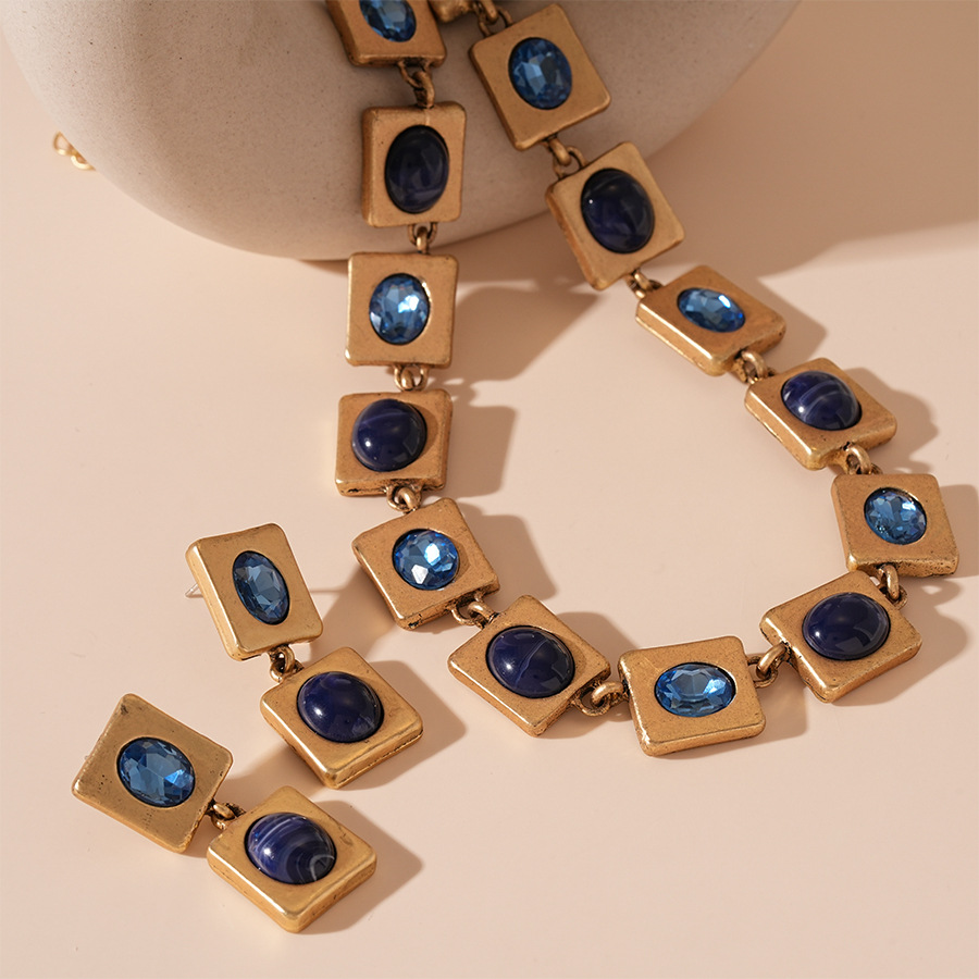 Vintage Quadrat Halskette Mit Strass Für Damen Geometrisch_voghion.com