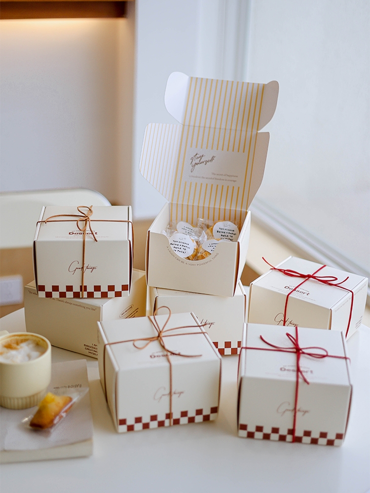 Ins caja de embalaje de panadería Madeleine Sykon caja de pastel galletas dulces macarón caja de embalaje de pan de bergo