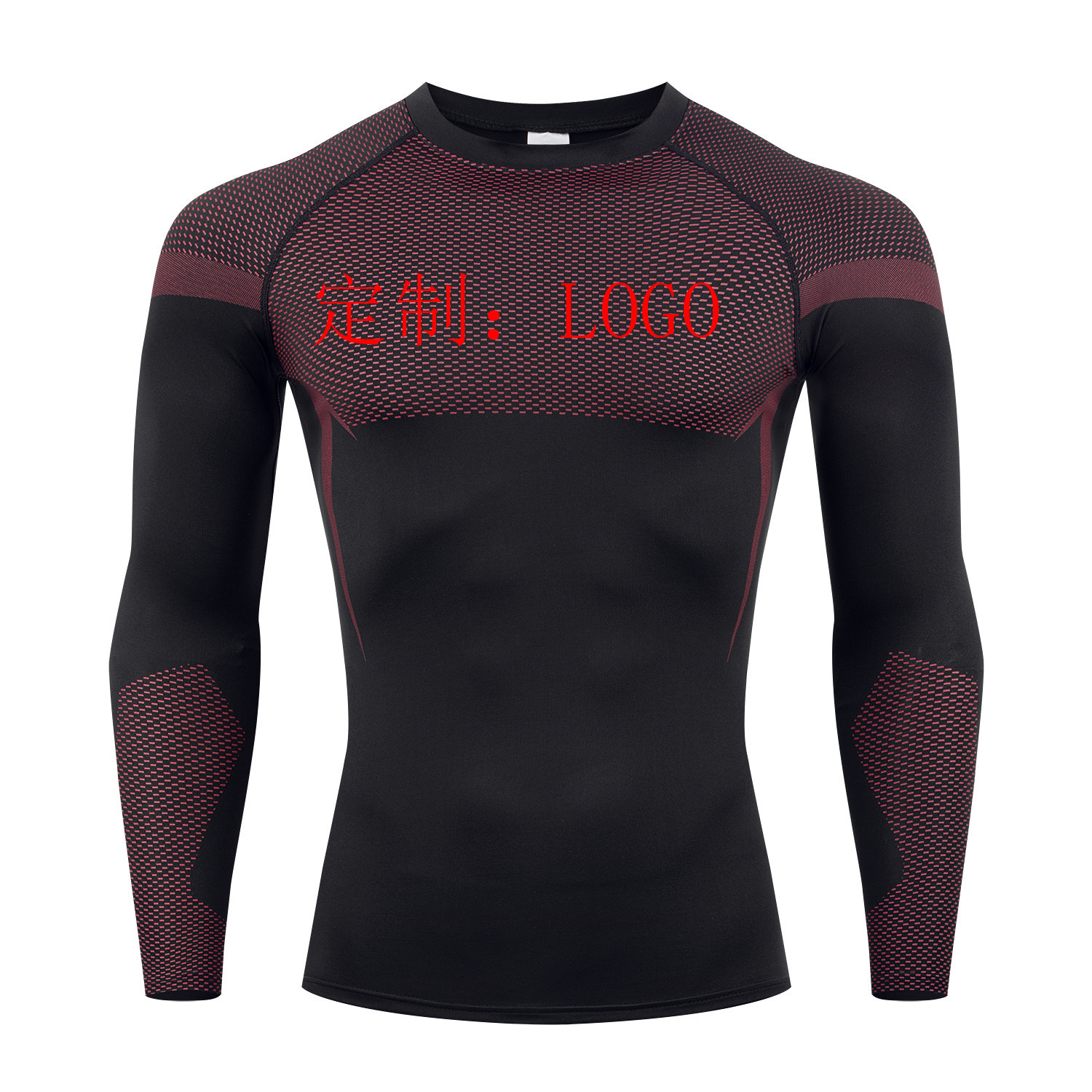GYM Europa y América hombre moda compresión de cuello redondo camiseta de secado rápido apretada transpiración fitness correr camiseta deportiva de manga larga