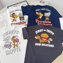 猫和老鼠毛巾绣短袖T恤 2025夏季新品日单男女中大童卡通圆领t恤