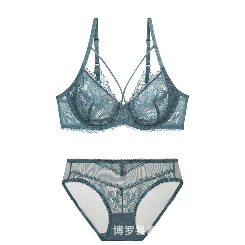 Procesamiento personalizado comercio exterior ropa interior de talla grande traje de ropa interior femenina personalizada encaje espalda hermosa sujetador sexy ultrafino