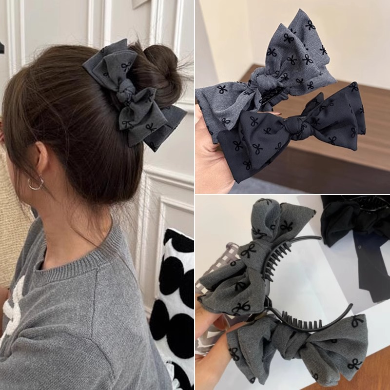 2025 nuevo arco gris bola de cabeza cabeza abrazadera de cabello de invierno otoño sensación de alto nivel detrás de la cabeza abrazadera de cabello mujer