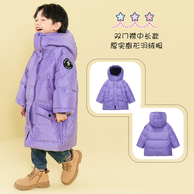 90% pato blanco abajo ropa de hombre y mujer para niños medianos y grandes para niños alargados con capucha engrosada chaqueta de longitud media abrigo largo